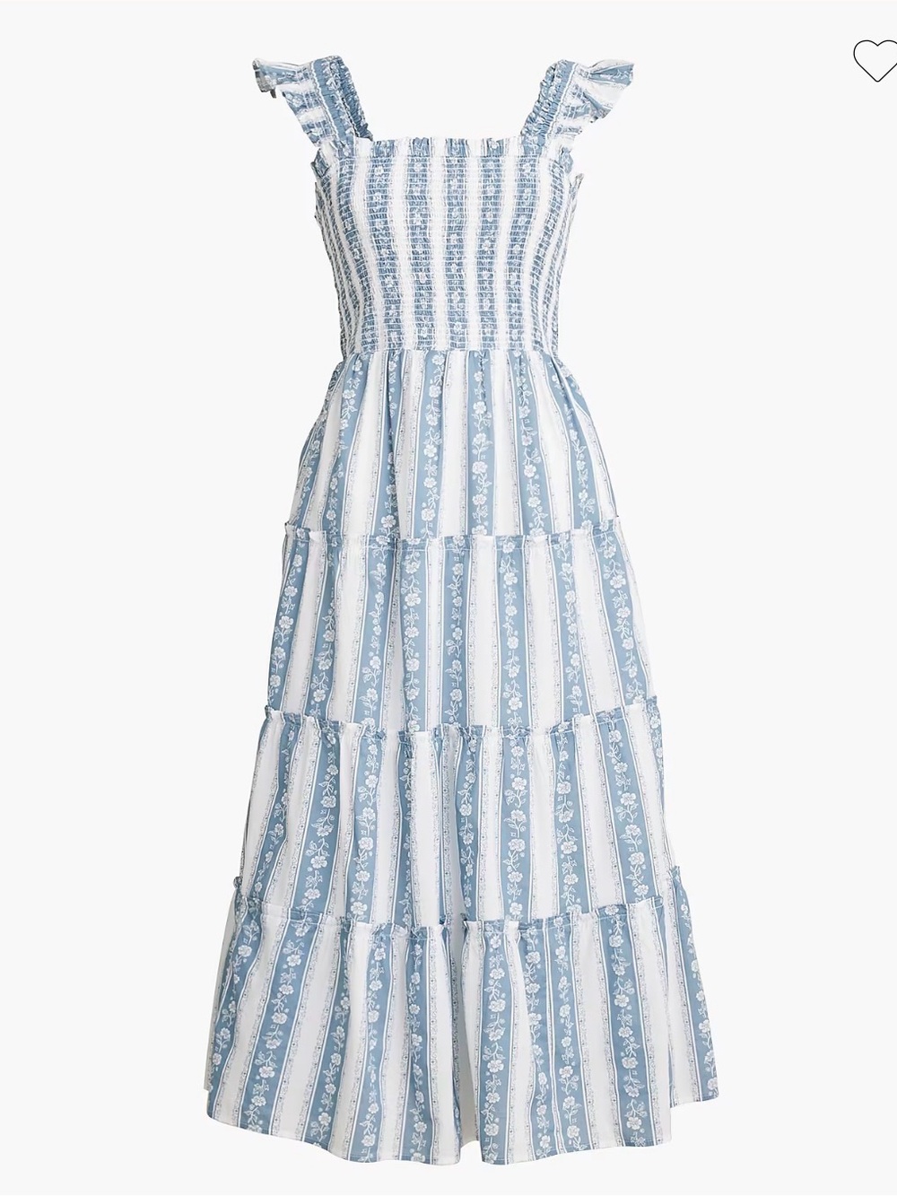 J. Crew blue Floral Smocked midi dress size large